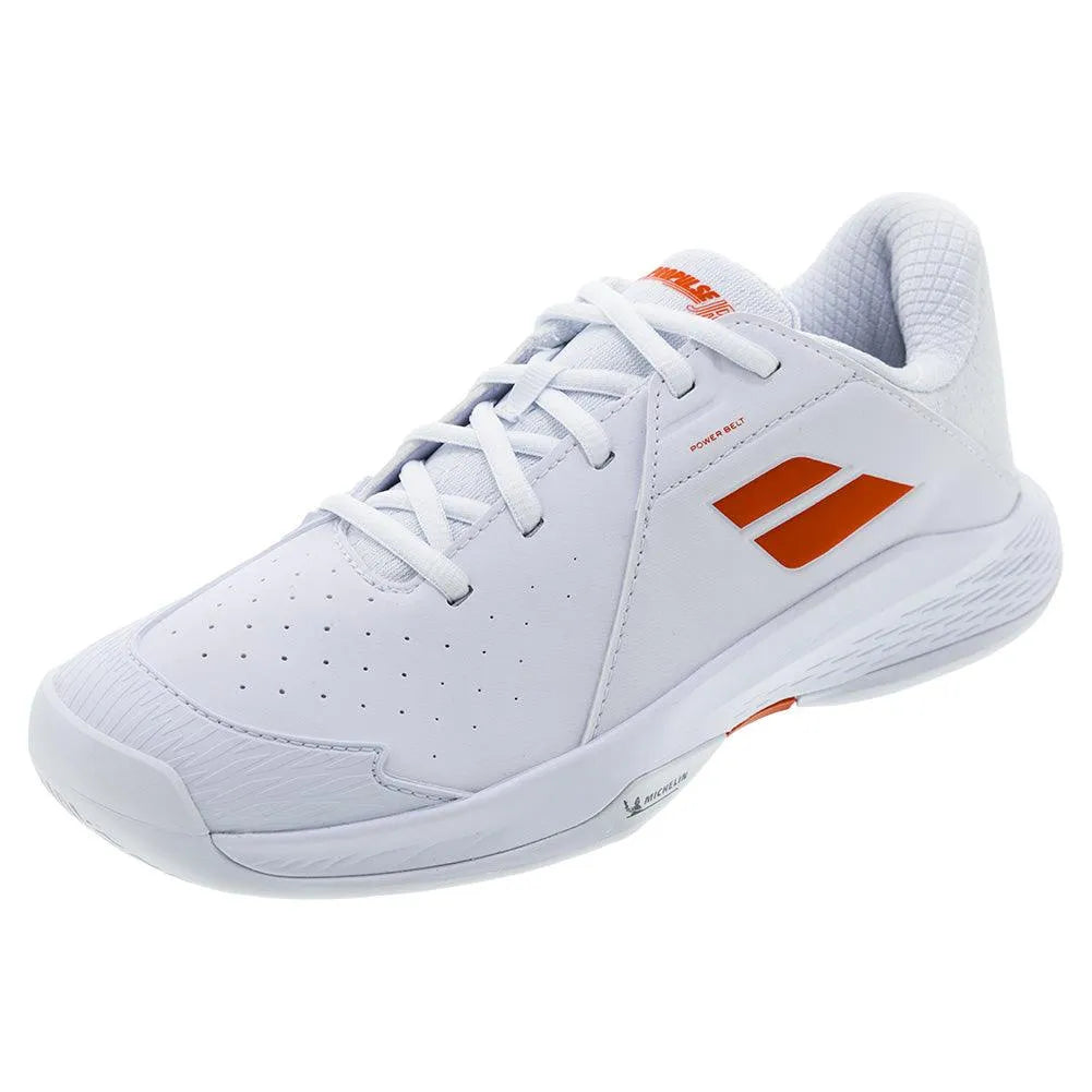 Juniors' Propulse 3 Tennis Shoes White and Coral-Footwear-Babolat-3KJ3S25A884-1038S25-Tennis Express