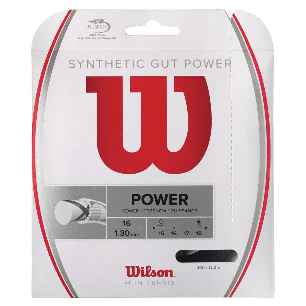 Synthetic Gut Power Tennis String-Strings-Wilson-45239-BLACK-L-Tennis Express