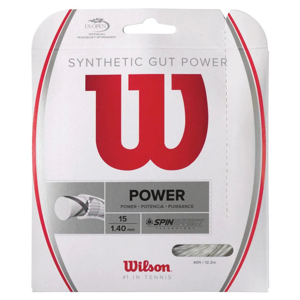 Synthetic Gut Power Tennis String-Strings-Wilson-45239-WHITE-L-Tennis Express