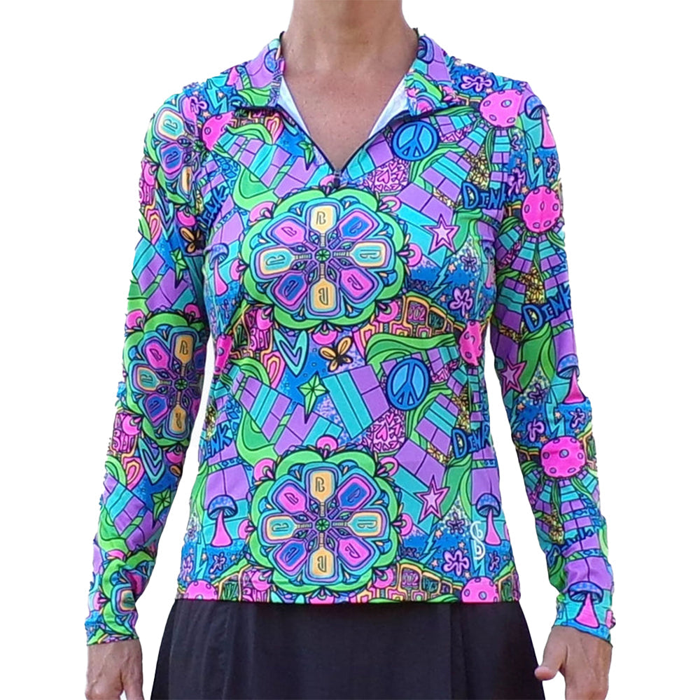 Picckleball Bella 1/4 Zip Long Sleeve Groovy
