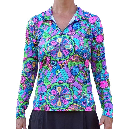 Picckleball Bella 1/4 Zip Long Sleeve Groovy