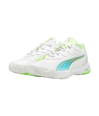 Padel Shoes Puma Nova Elite White/Blue/Fizzy Apple/Grey