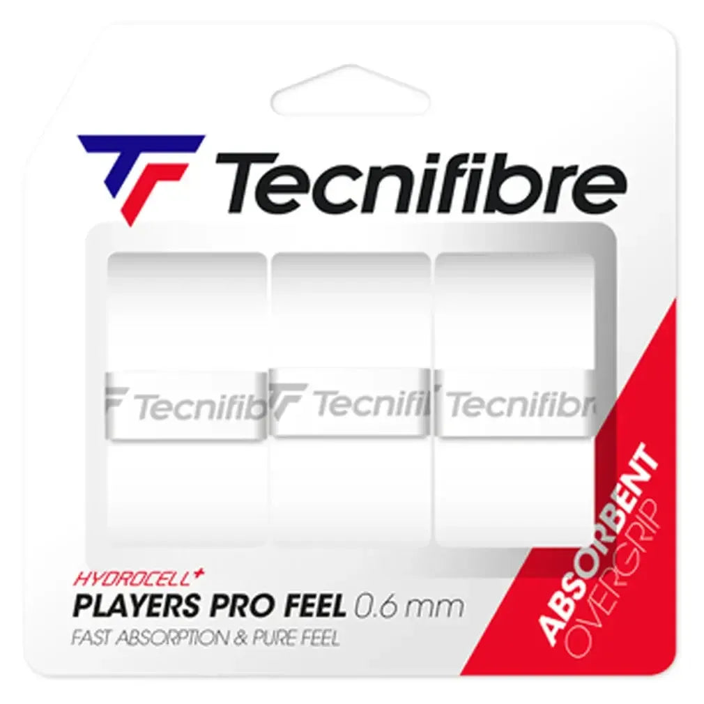 Players Pro Feel Tennis Overgrip 3 Pack White-Accessories-Tecnifibre-52PLAPROWH-Tennis Express