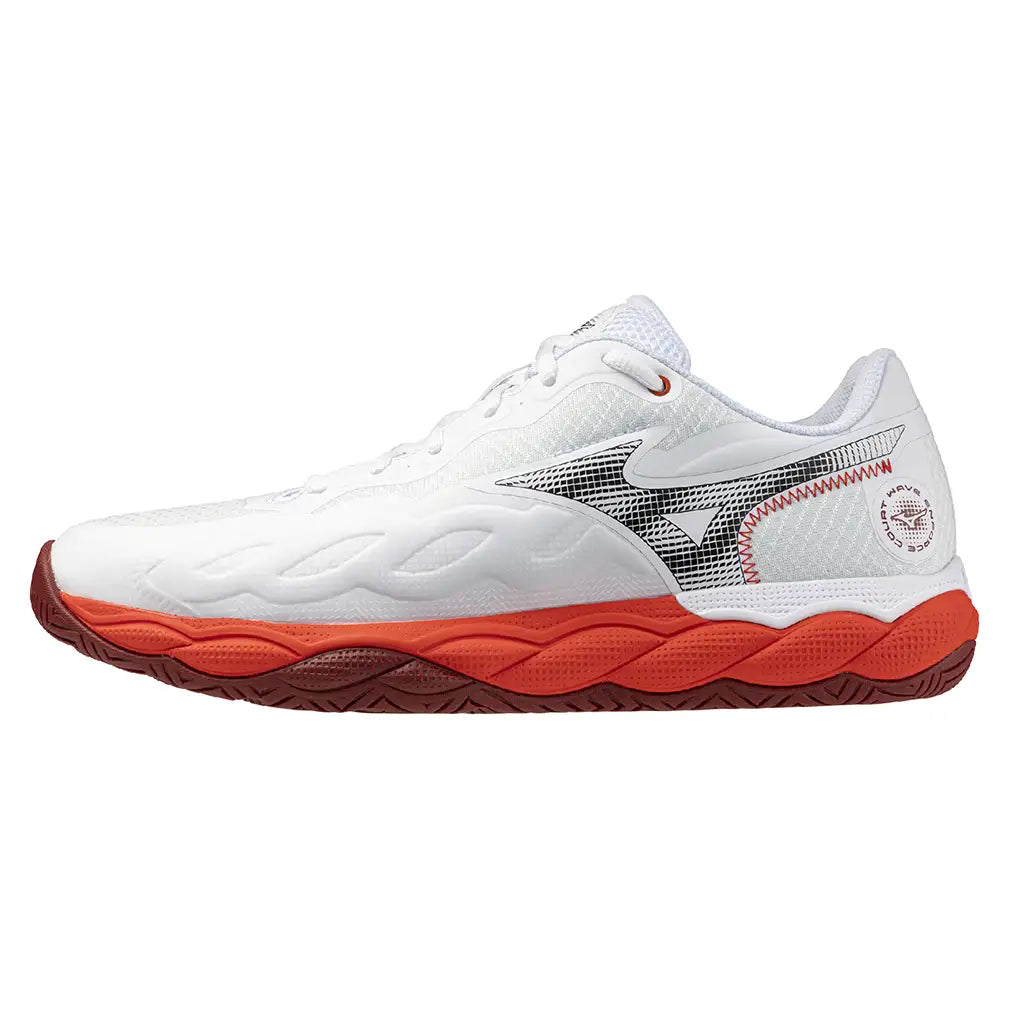 Men's Wave Enforce Court AC Tennis Shoes White and Fiery Red