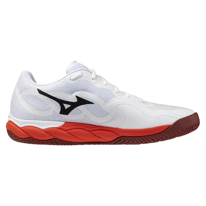Men's Wave Enforce Court AC Tennis Shoes White and Fiery Red