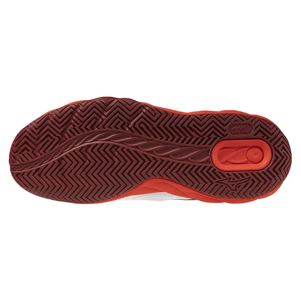 Men's Wave Enforce Court AC Tennis Shoes White and Fiery Red