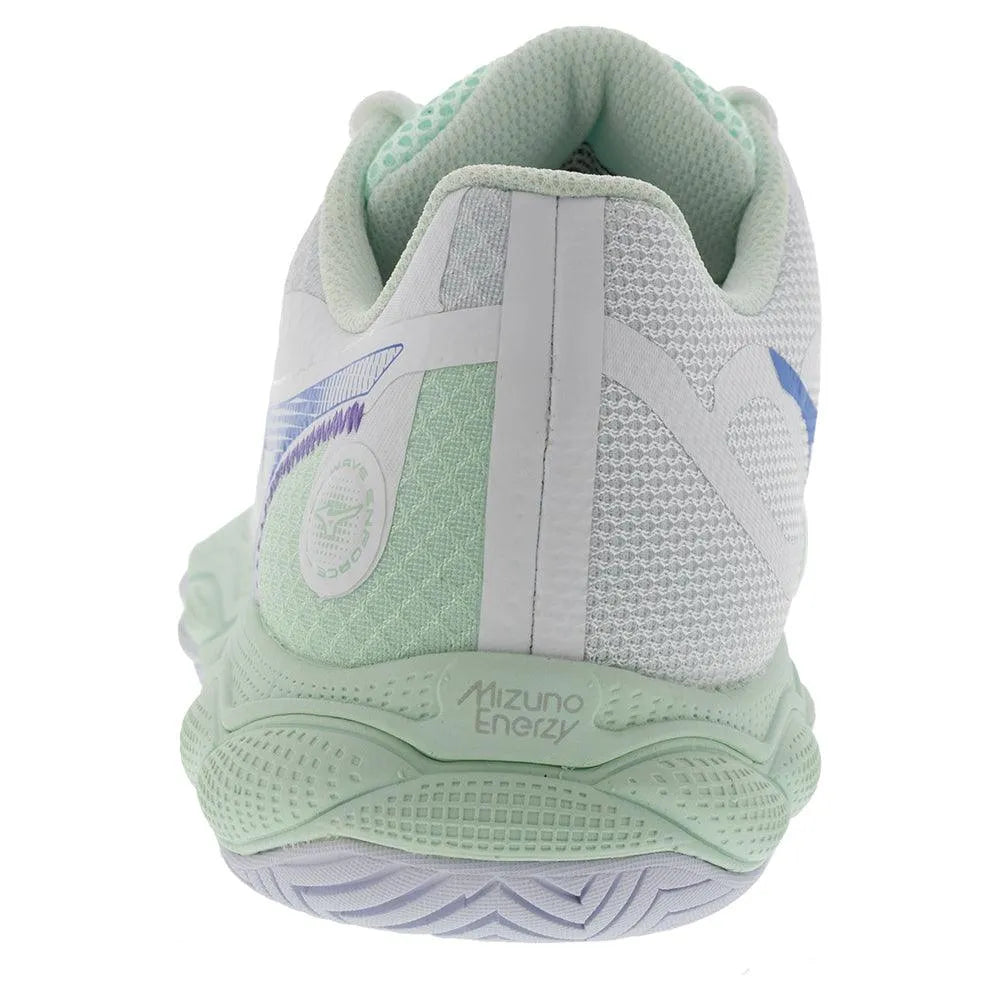 Women's Wave Enforce Court Tennis Shoes White and Frontier Blue