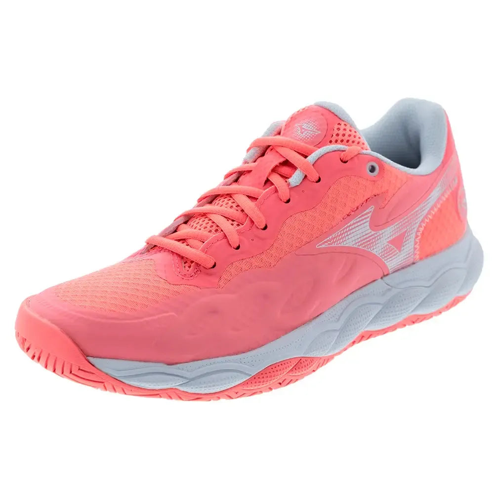 Women's Wave Enforce Court AC Tennis Shoes Striking Coral and White-Footwear-Mizuno-550076-1900F25copy-Tennis Express