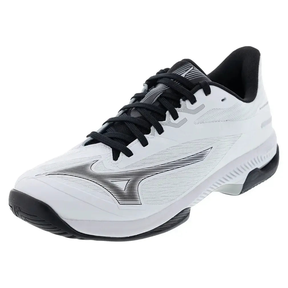 Men's Wave Exceed Court AC Tennis Shoes White and Black-Footwear-Mizuno-550112-0090F25copy-Tennis Express