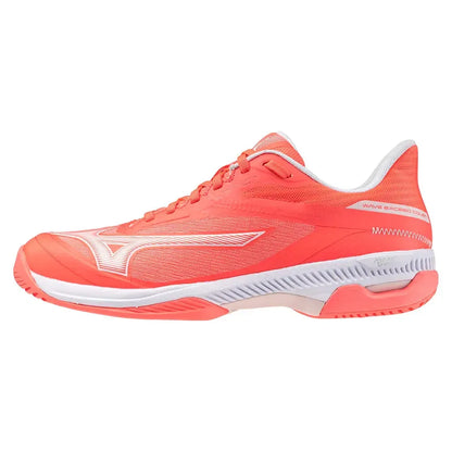 Women's Wave Exceed Court AC Tennis Shoes Striking Coral and White
