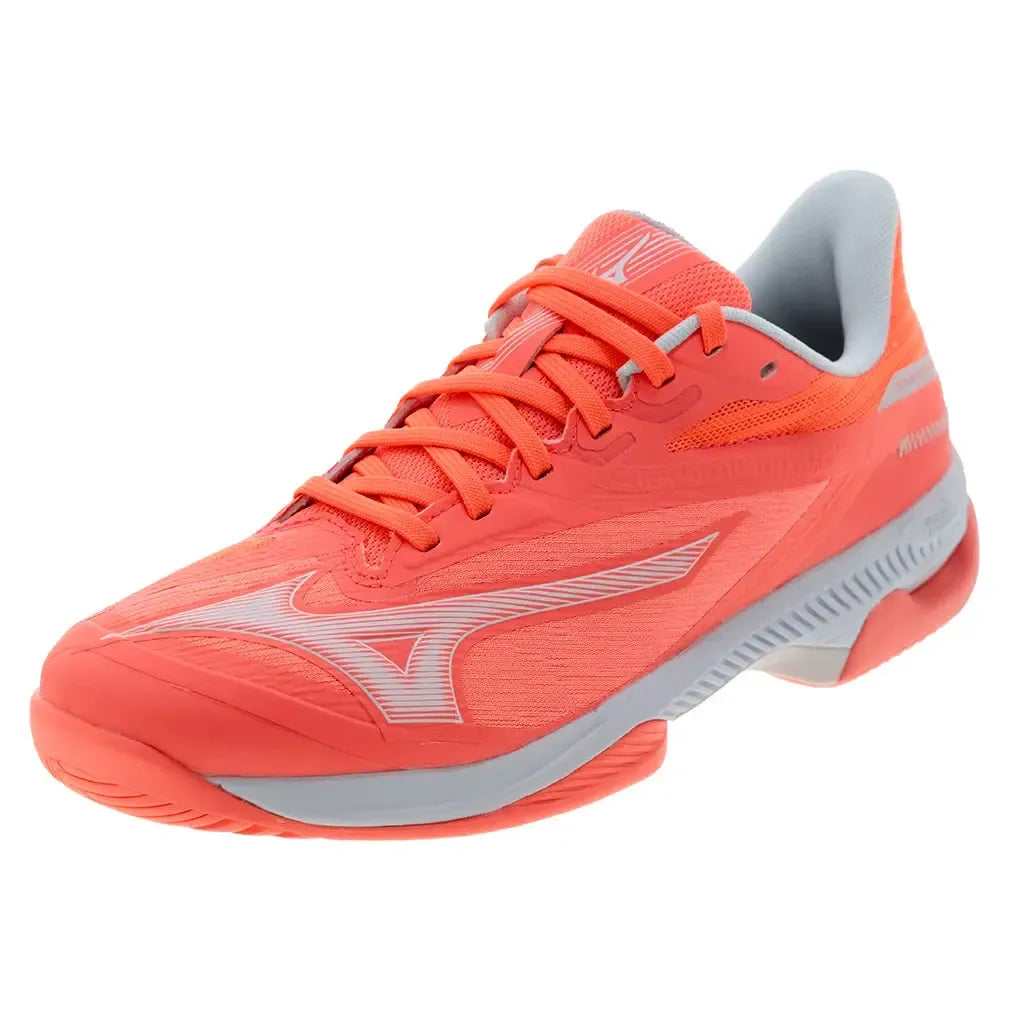 Women's Wave Exceed Court AC Tennis Shoes Striking Coral and White-Footwear-Mizuno-550113-1900F25copy-Tennis Express