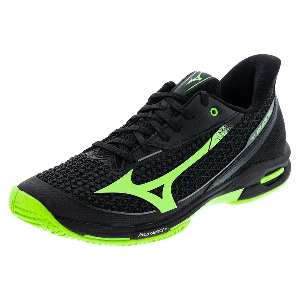 Men's Wave Exceed Tour 7 AC Tennis Shoes Black and Glowing Apple-Footwear-Mizuno-Black/Glowing Apple-7, [current_file_name-Tennis Express