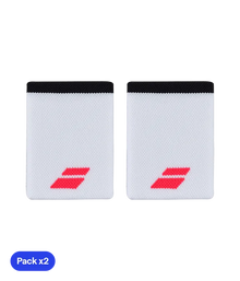 Wristband Babolat Jumbo Blancas Logo Rojo (Pack x2)