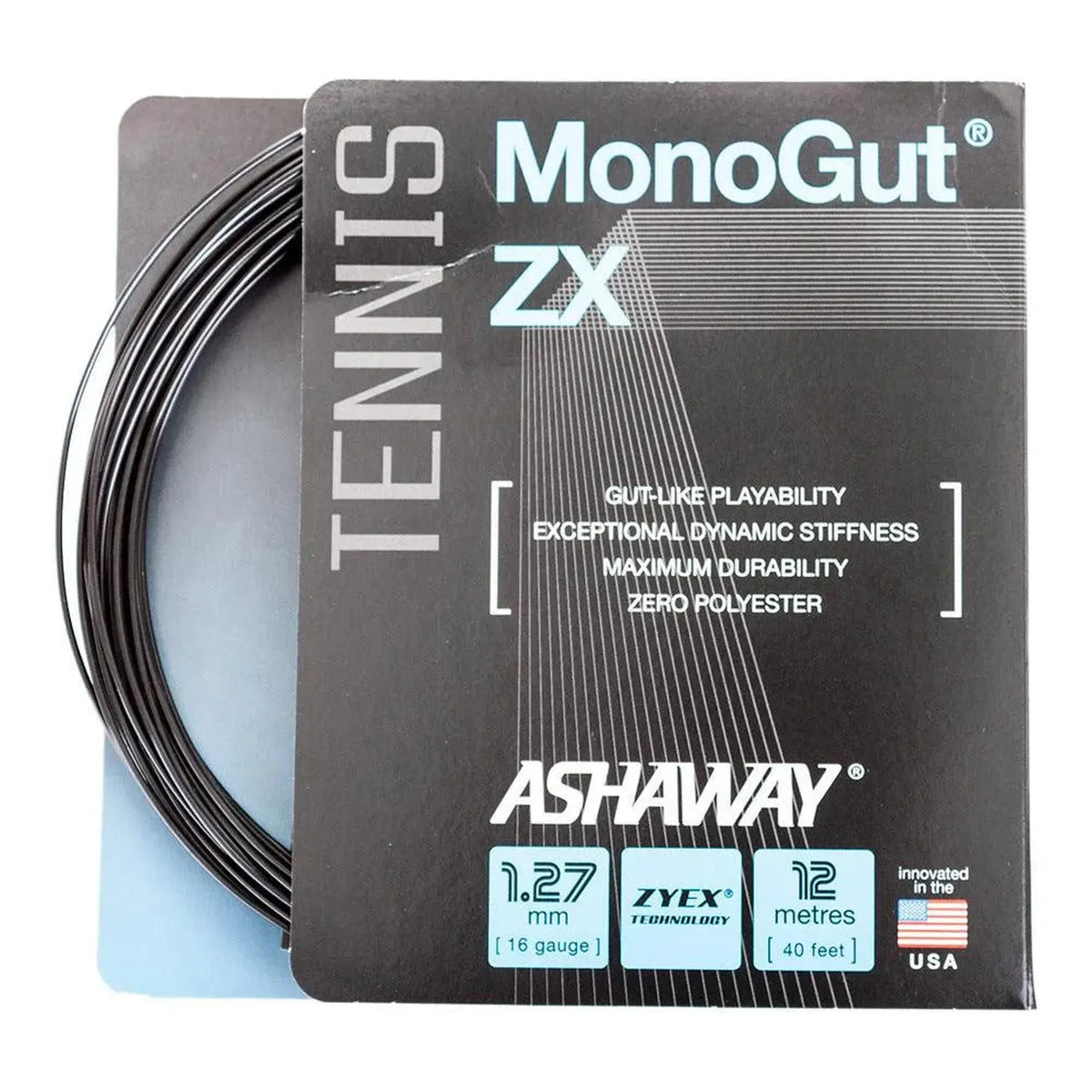 MonoGut ZX 1.27/16G Tennis String Black-Strings-Ashaway-62951-DEFAULT-L-Tennis Express