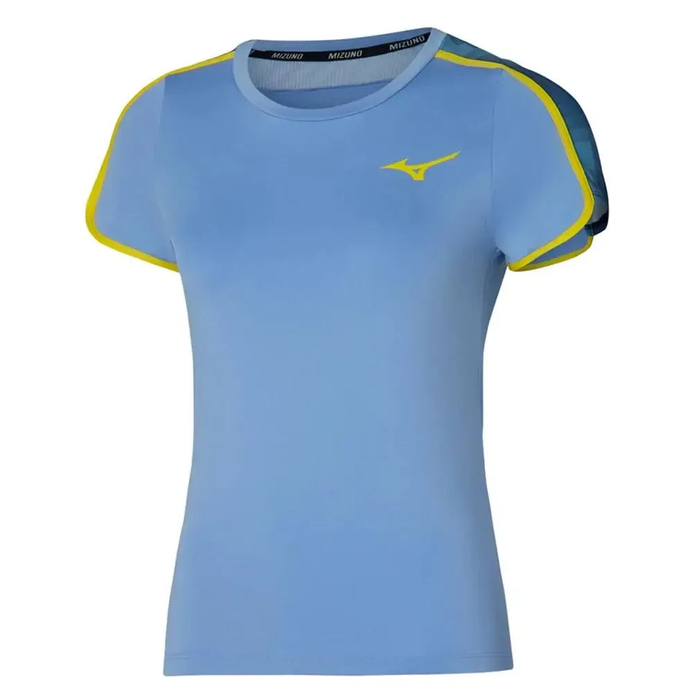 Women's Printed Tennis Tee Bel Air Blue-Apparel-Mizuno-650012-5L5LU25-Tennis Express