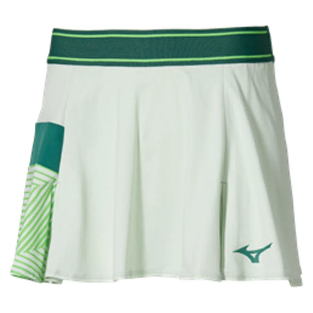 Women's Printed Flying Tennis Skort Phantom Green-Apparel-Mizuno-650034-4F4F-Tennis Express