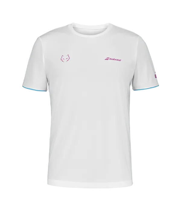 Camiseta Babolat Crew Neck White Logo Rosa 2025 J. Lebrón