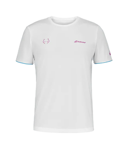Camiseta Babolat Crew Neck White Logo Rosa 2025 J. Lebrón