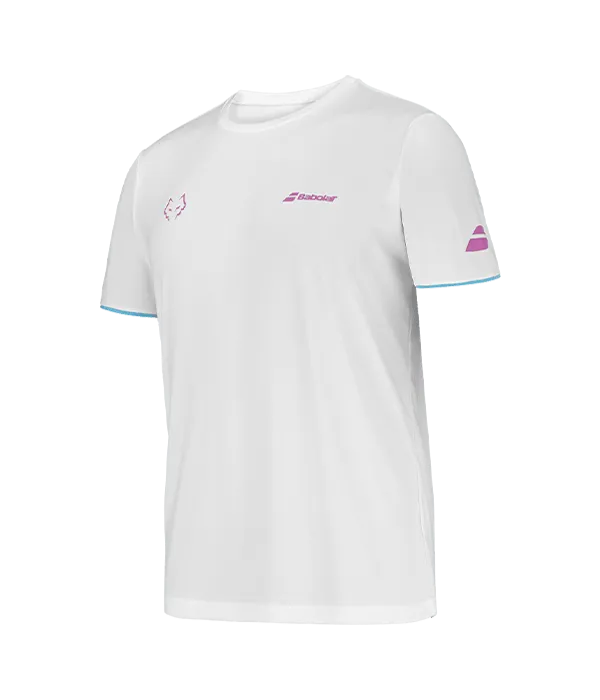 Camiseta Babolat Crew Neck White Logo Rosa 2025 J. Lebrón