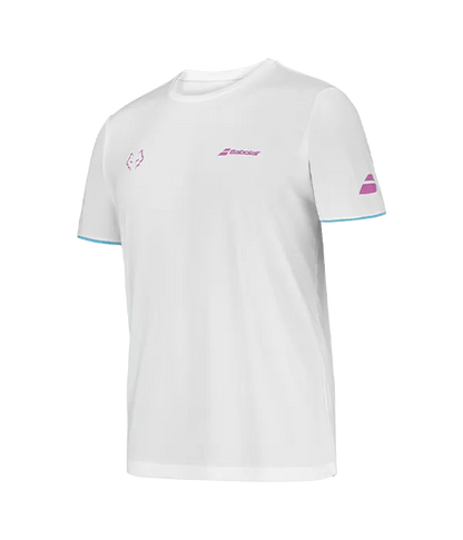 Camiseta Babolat Crew Neck White Logo Rosa 2025 J. Lebrón