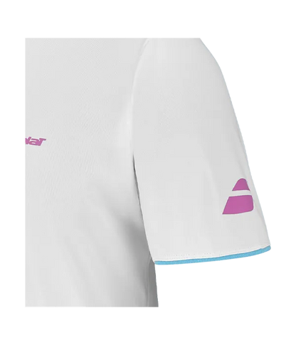 Camiseta Babolat Crew Neck White Logo Rosa 2025 J. Lebrón