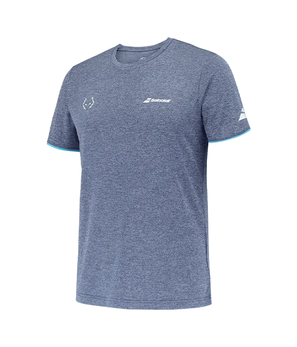 Camiseta Babolat Crew Azul Logo White 2025 J. Lebrón