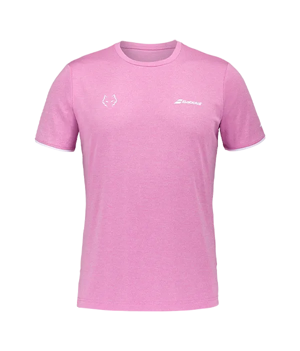 Camiseta Babolat Crew Rosa Logo White 2025 J. Lebrón
