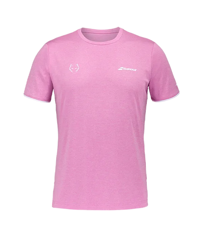 Camiseta Babolat Crew Rosa Logo White 2025 J. Lebrón