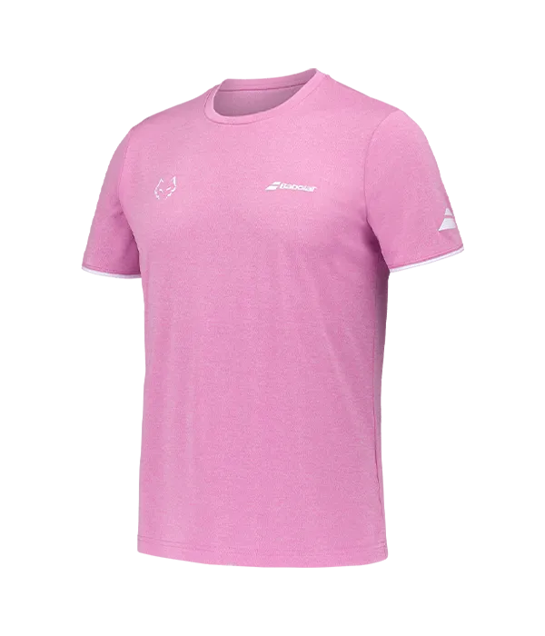 Camiseta Babolat Crew Rosa Logo White 2025 J. Lebrón