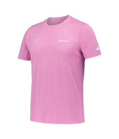 Camiseta Babolat Crew Rosa Logo White 2025 J. Lebrón