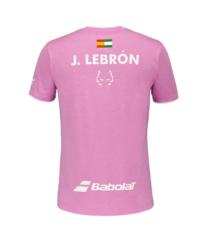 Camiseta Babolat Crew Rosa Logo White 2025 J. Lebrón