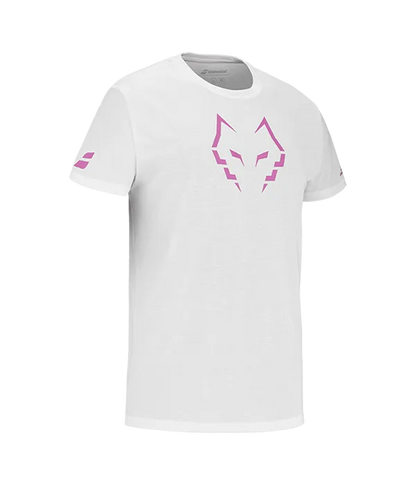 Camiseta Babolat Algodón Blanco/Rosa 2025 J. Lebrón