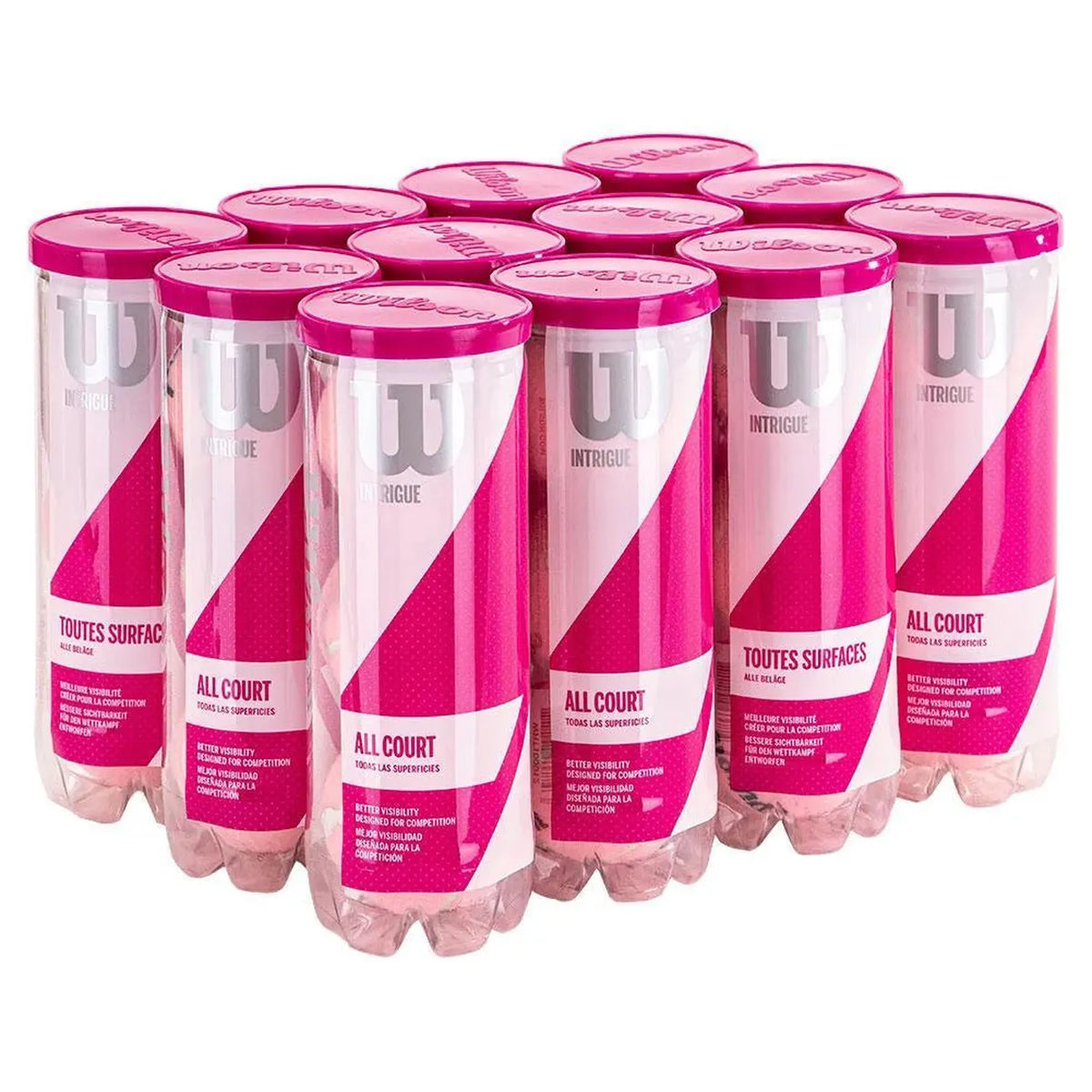Intrigue All Court Pink 12 Pack Tennis Ball Case-Balls-Wilson-71739-DEFAULT-L-Tennis Express