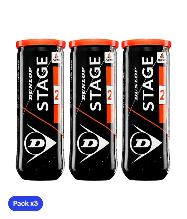 Balls  Dunlop Stage 2 Amarillo/Naranja Tenis (Pack x3)