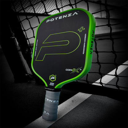 Potenza Pickleball P+ PowerSpin Carbon COREx3 Pickleball Paddle | Neon Green | Elongated Face