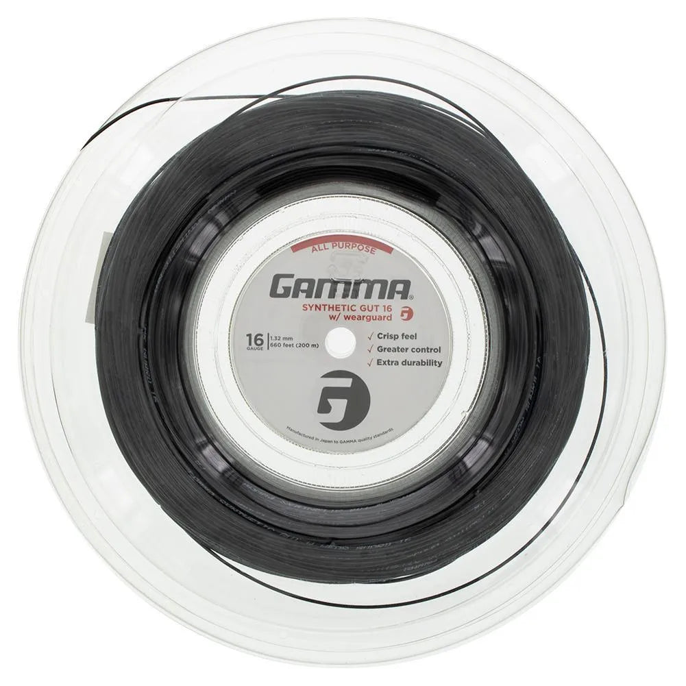 Synthetic Gut with Wearguard 16G Tennis String Reel-Strings-Gamma-84021-BLACK-L-Tennis Express