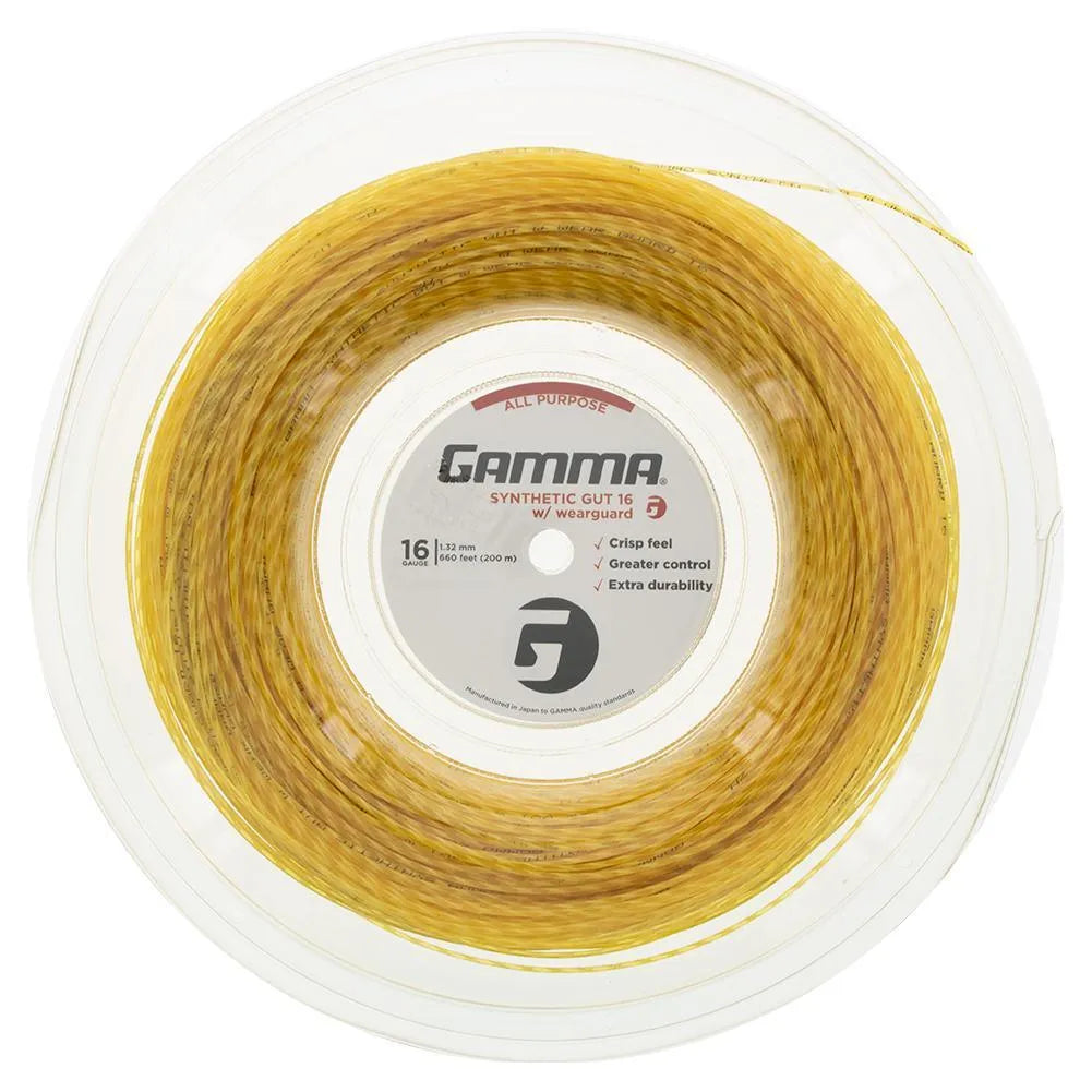Synthetic Gut with Wearguard 16G Tennis String Reel-Strings-Gamma-84021-GOLD-L-Tennis Express