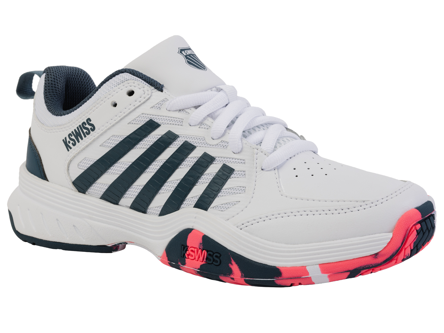 K-Swiss Big Kids' Shoes Court Express 2 | White/Stargazer/Neon Blaze