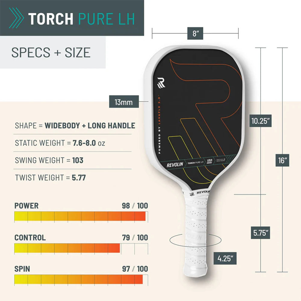 Revolin Sports Pickleball Torch Pure LH Pickleball Paddle