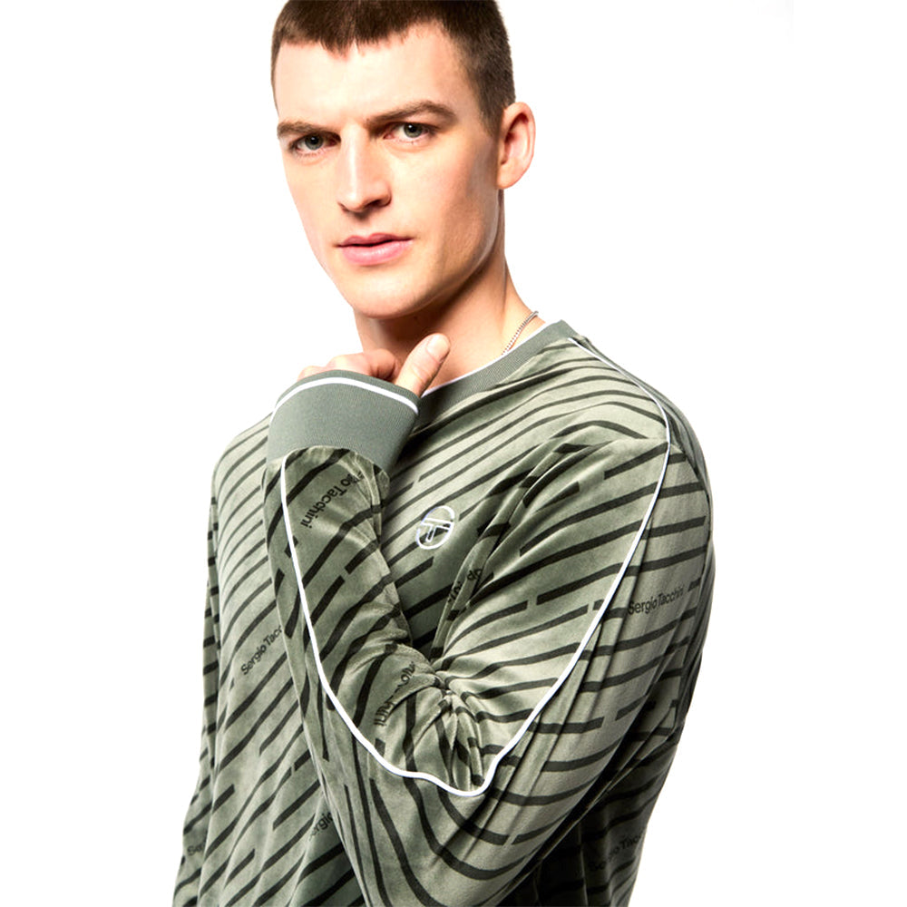 Sergio Tacchini Obliquo Velour Crewneck | Agave Green