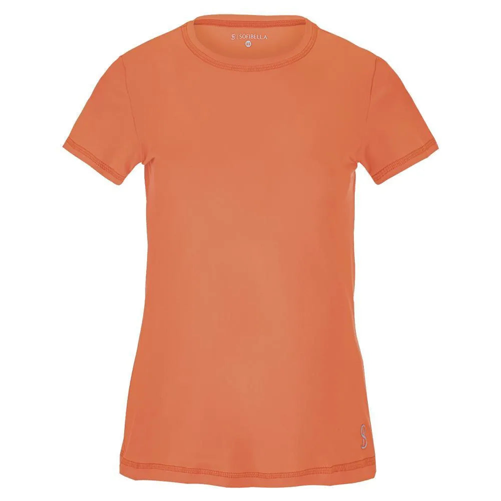 Women's UV Short Sleeve Tennis Top-Apparel-Sofibella-90580-NECTARINE-L-Tennis Express