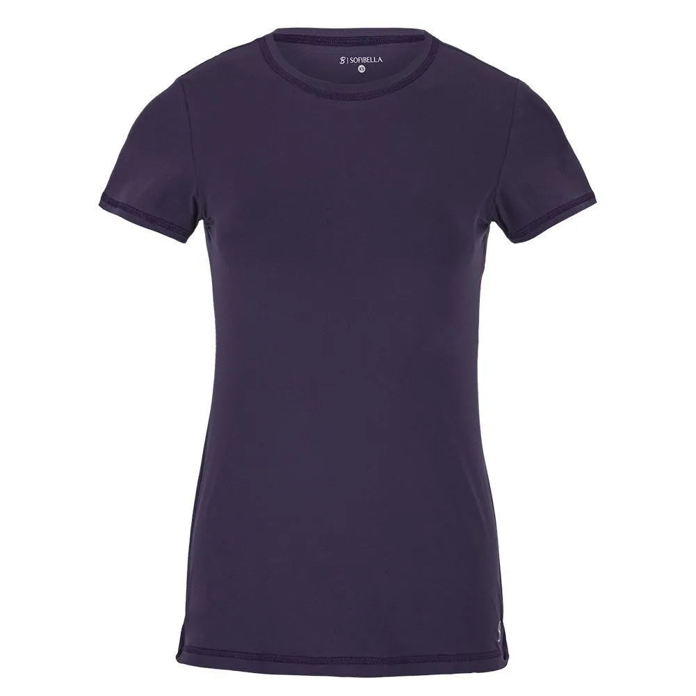 Women's UV Short Sleeve Tennis Top-Apparel-Sofibella-90580-PLUM-L-Tennis Express