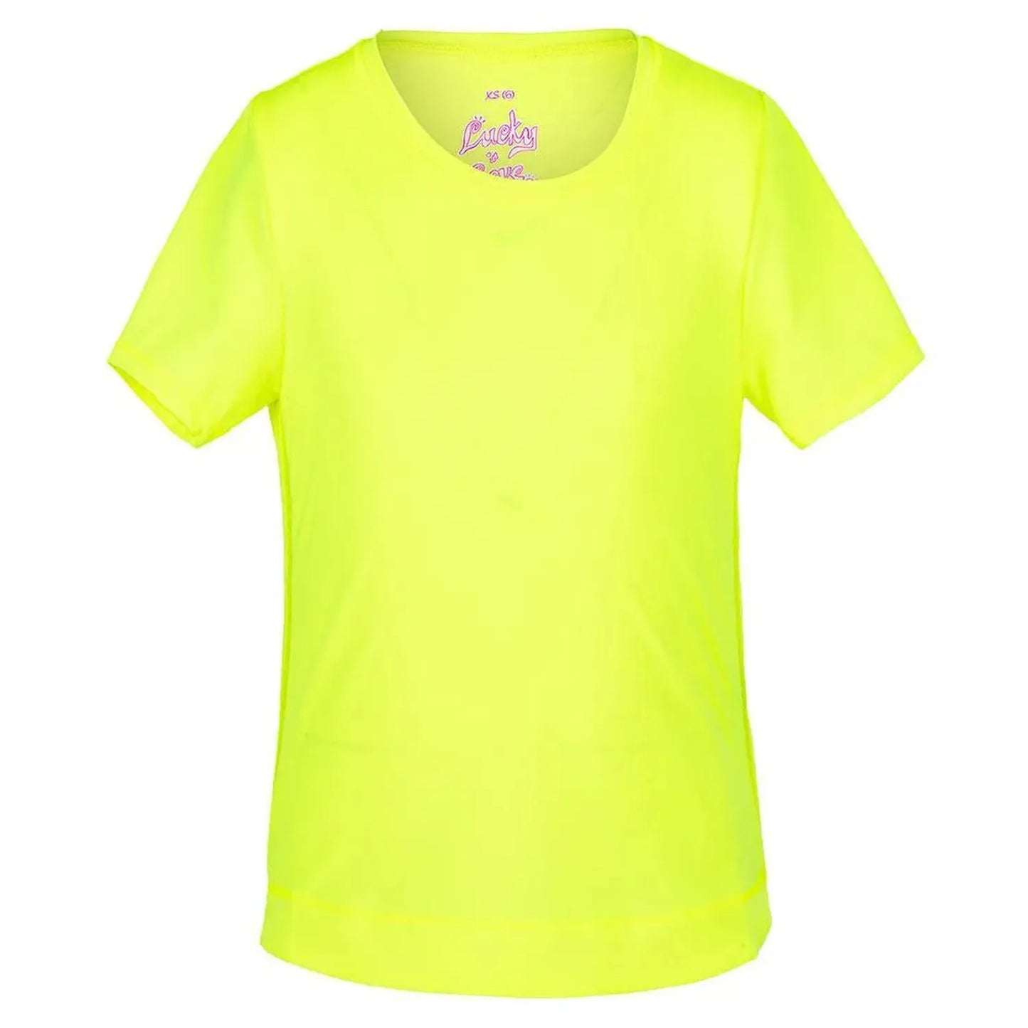 Girls' Dynamic High-Low Short Sleeve Tennis Top Neon Yellow-Apparel-Lucky In Love-92087-DEFAULT-L-Tennis Express