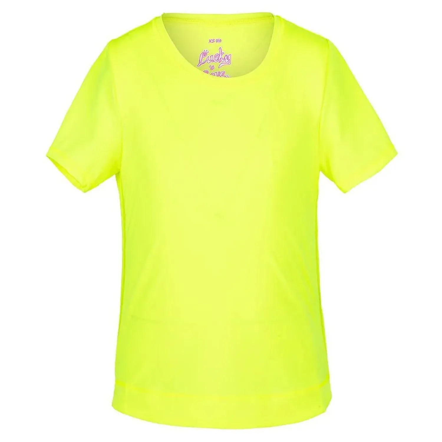 Girls' Dynamic High-Low Short Sleeve Tennis Top Neon Yellow-Apparel-Lucky In Love-92087-DEFAULT-L-Tennis Express