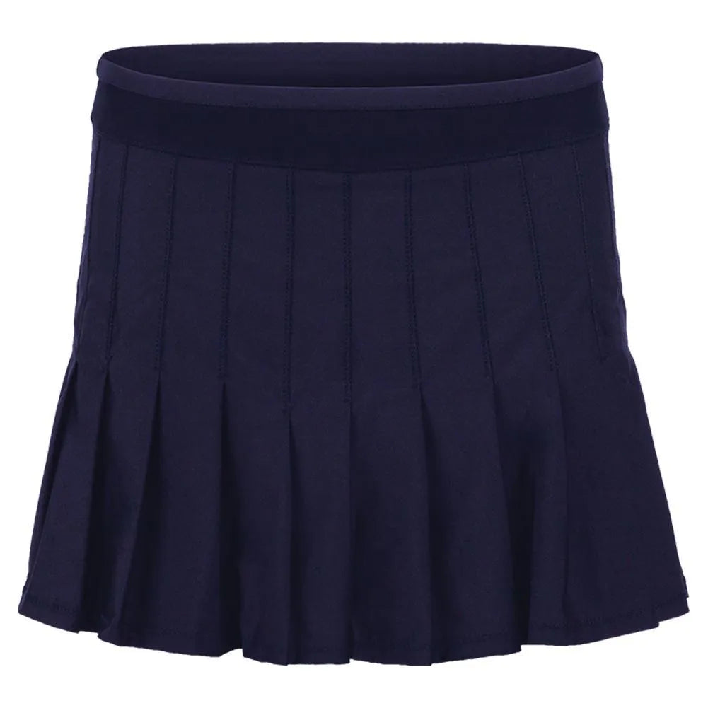 Women's Long Retro Pleated Tennis Skort-Apparel-Lucky In Love-93195-401_MIDNIGHT-L-Tennis Express