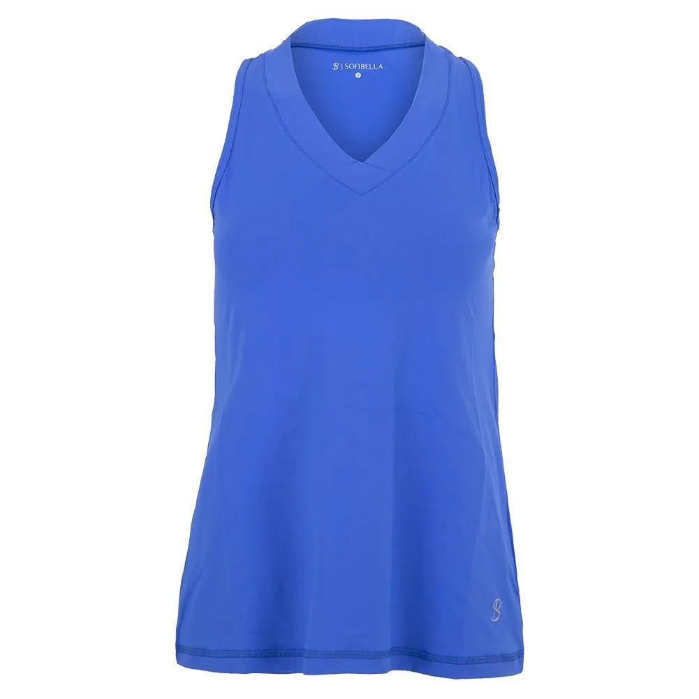 Women's UV Racerback Tennis Tank-Apparel-Sofibella-93233-VALLEY_BLUE-L-Tennis Express
