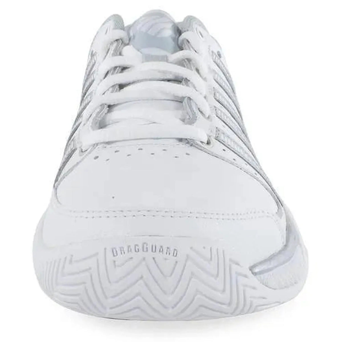 Women's HyperCourt Express Leather Tennis Shoes White and Silver-Footwear-K-Swiss-93379-107-1-2-[Sku]-Tennis Express