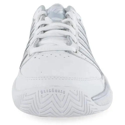 Women's HyperCourt Express Leather Tennis Shoes White and Silver-Footwear-K-Swiss-93379-107-1-2-[Sku]-Tennis Express