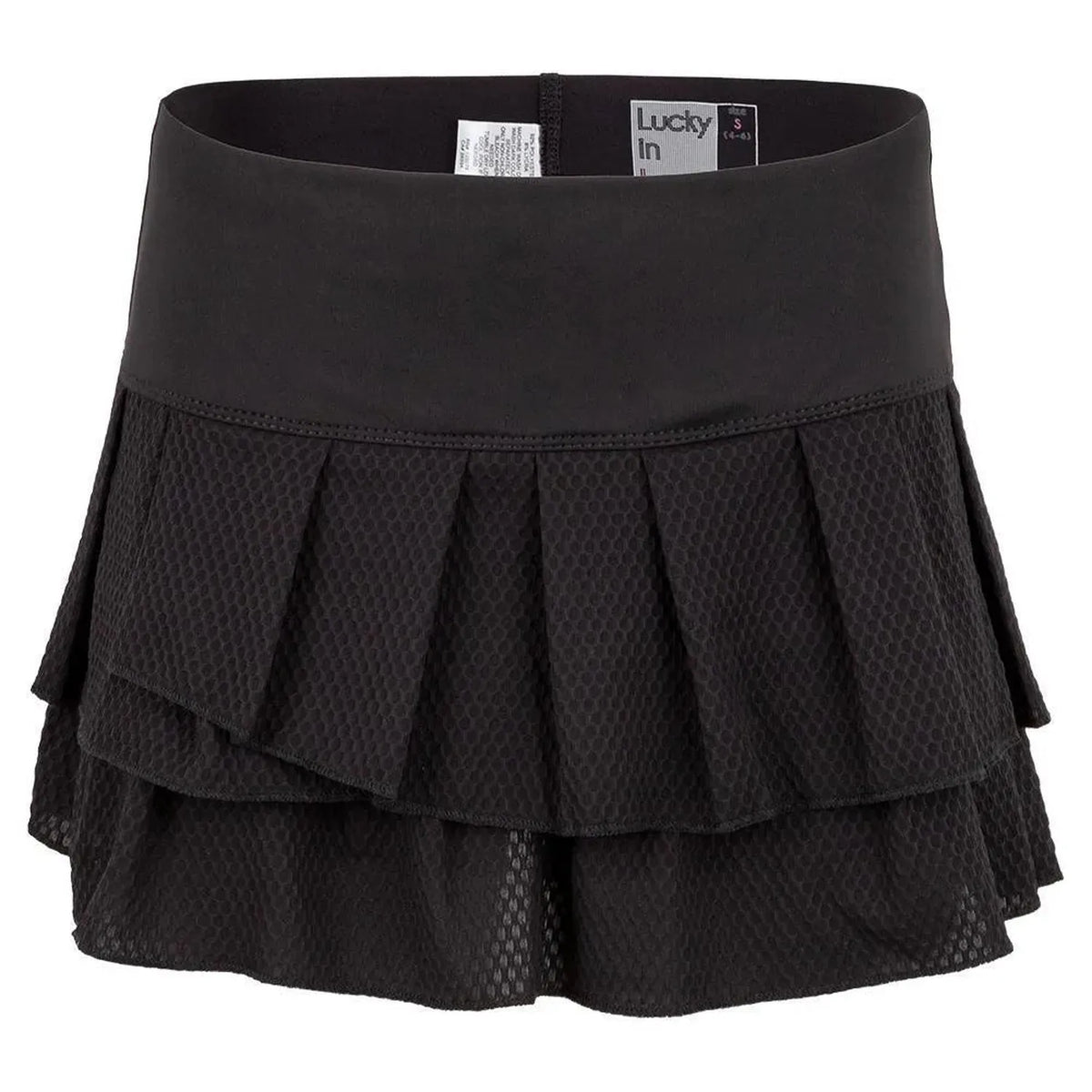 Women's Wavy Pleat Tier Tennis Skort-Apparel-Lucky In Love-93558-001_BLACK-L-Tennis Express