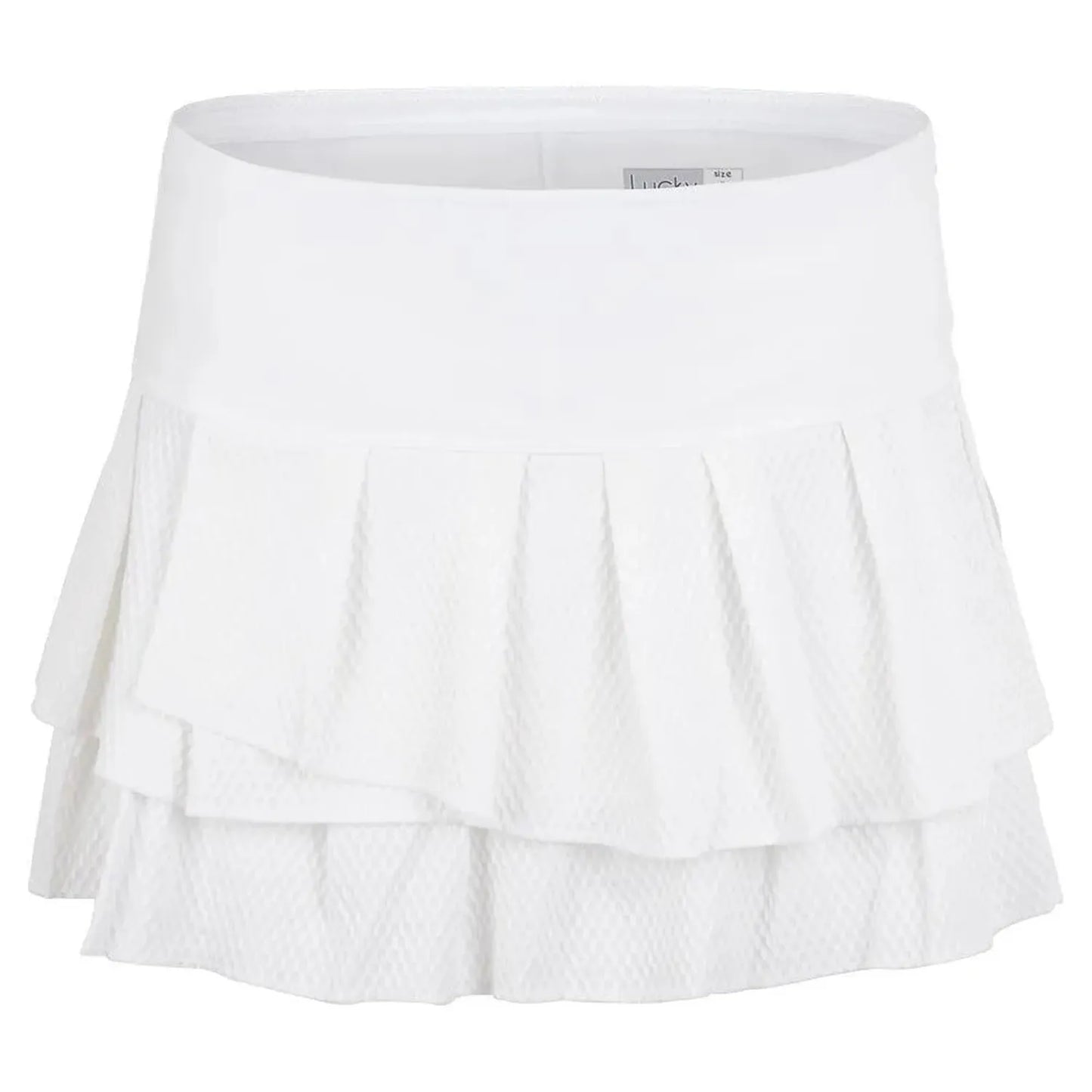 Women's Wavy Pleat Tier Tennis Skort-Apparel-Lucky In Love-93558-110_WHITE-L-Tennis Express